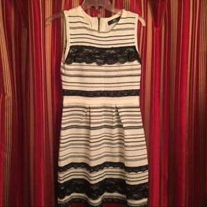ABS Platinum black & white knit and lace dress SP